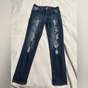 Almost Famous Dark Blue Distressed Skinny Jeans